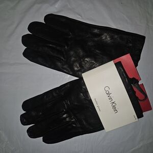 Calvin Klein Black Leather Gloves